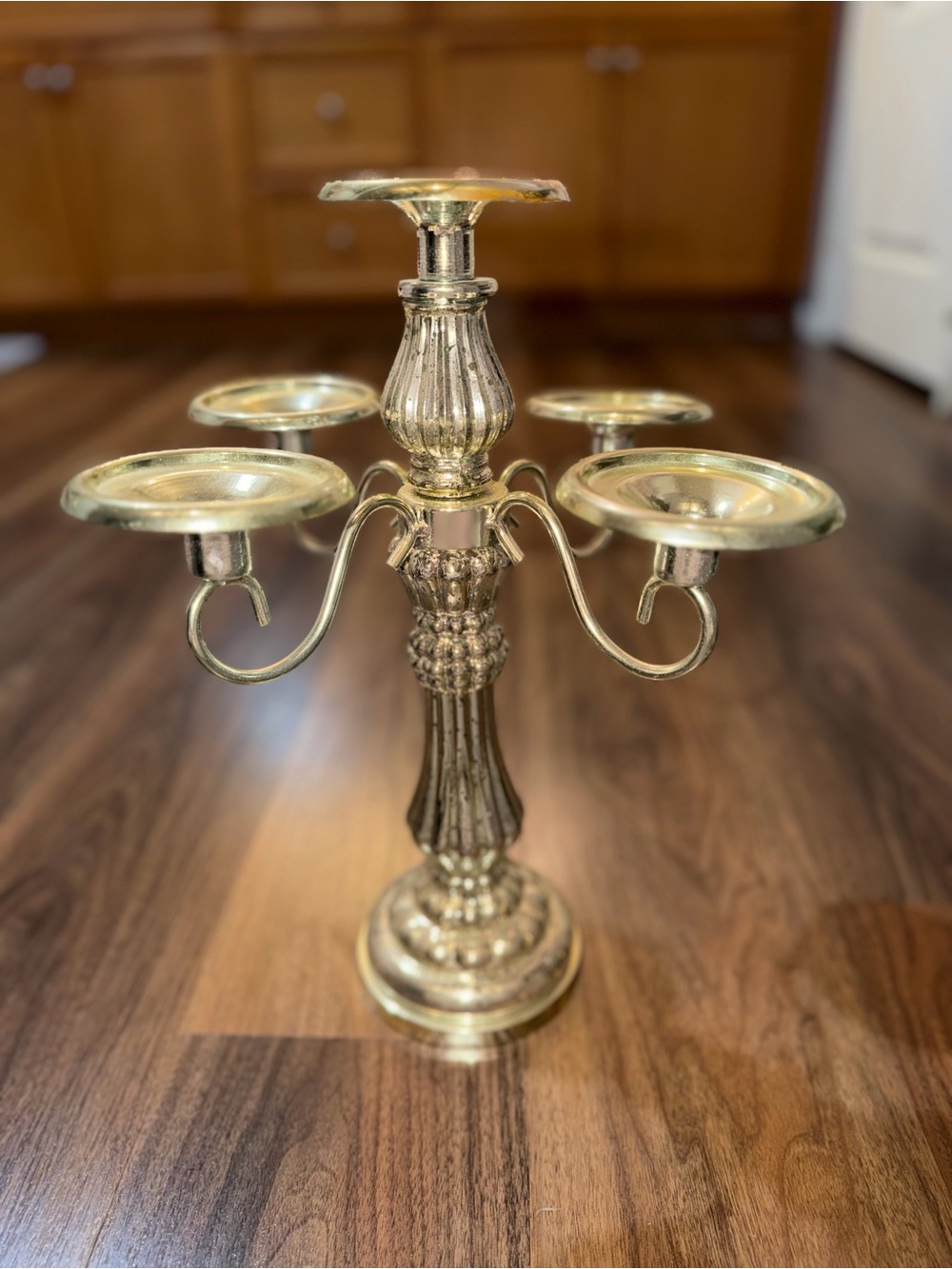Vintage Style 5-Light Gold Candelabra Candle Holder Centerpiece